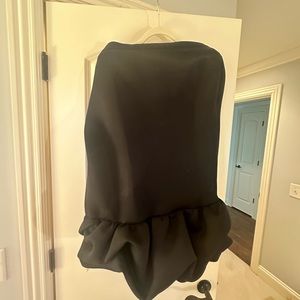BLACK SCUBA MINI DRESS RUFFLE HEM